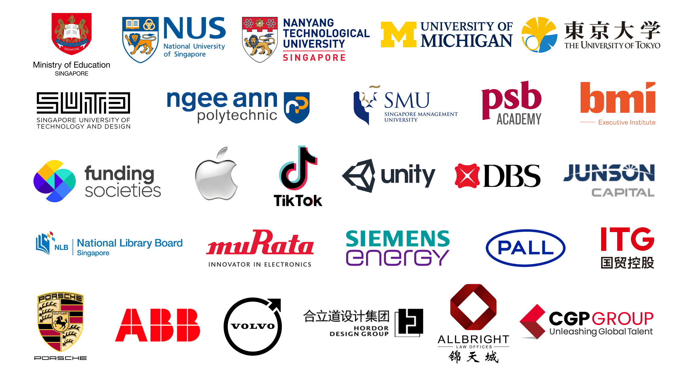Trusted partners including Apple, DBS, NUS, NTU, Siemens, TikTok, Unity, and more leading organizations