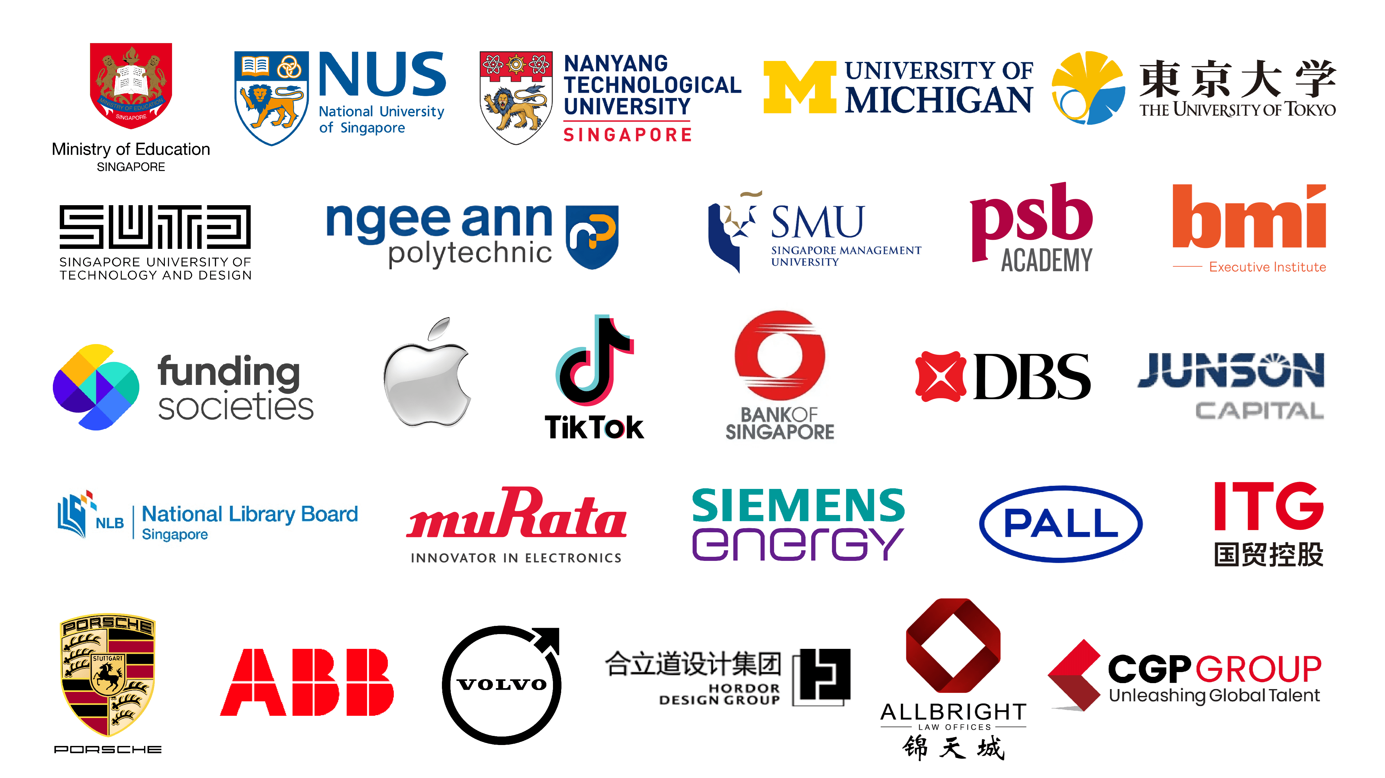 Trusted partners including Apple, DBS, NUS, NTU, Siemens, TikTok, Unity, and more leading organizations
